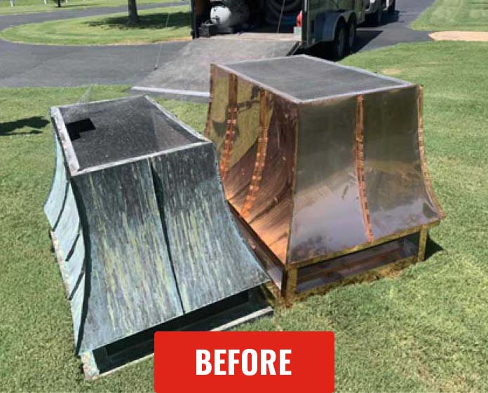 Stock photo of custom chimney cap before installation - C and C Chimney Custom copper chimney cap installation before installation laying on the groundbefore4 - C&C Chimney